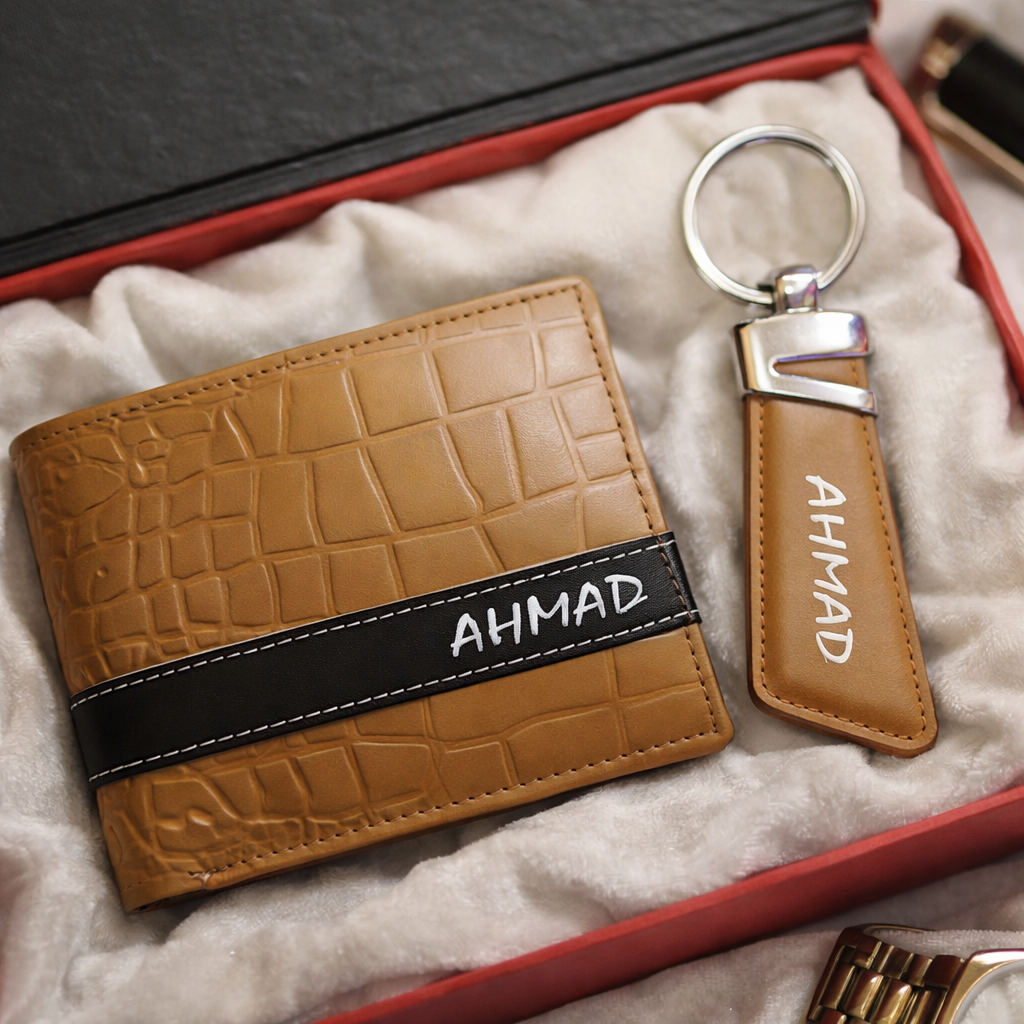 Textured Name Leather Wallet