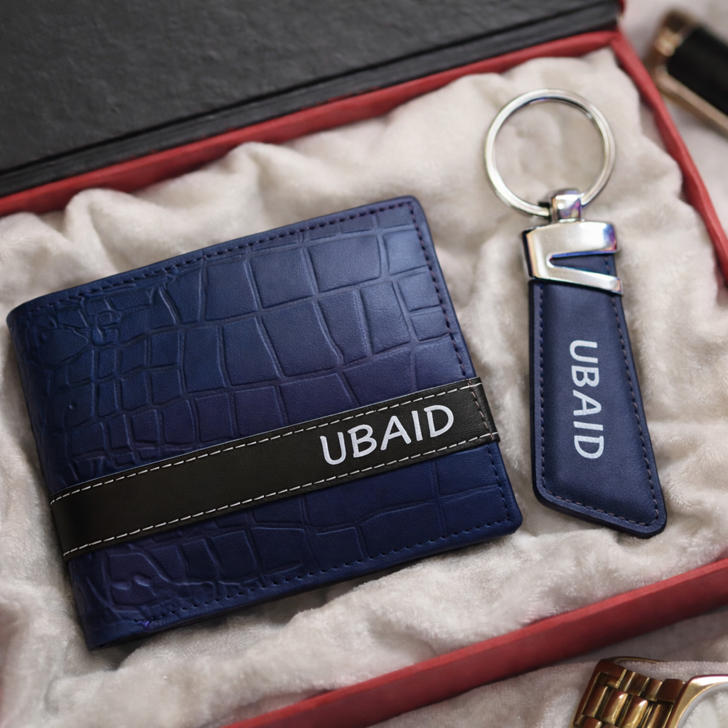 Textured Name Leather Wallet